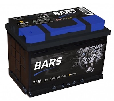 Аккумулятор автомобильный BARS 77 Ah (п.п.)